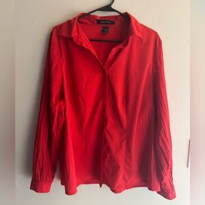 Ashley Stewart Vibrant Red Button Down Shirt. Flaw in pictures.